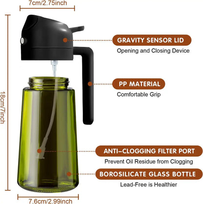 Oil Sprayer & Dispenser – Dual-Function 2-in-1 Glass For Flavor-Controlled Smart Cooking