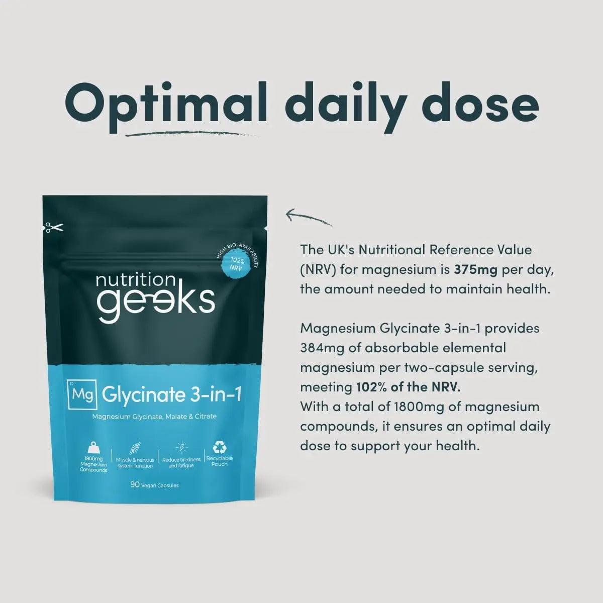 Vegan Capsules – Magnesium Glycinate 3-in-1  Complex For Total Muscle, Sleep & Energy Recovery