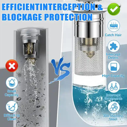 Universal Pop-Up Sink Stopper & Anti-Clogging Hair Catcher