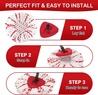 Mop Head Replacement – Built-In Red Scrub Pads For 40% Faster Deep Cleaning