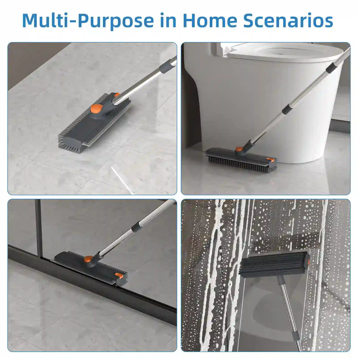 Floor Scrub Brush – 360° Rotatable 3-In-1 Head For Effortless Dead-Corner Cleaning
