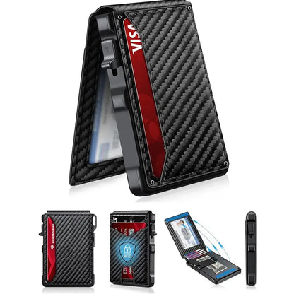 Slim Bifold Pop-Up Wallet with Automatic Card Ejector and RFID Theft Protection