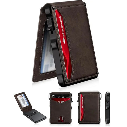 Slim Bifold Pop-Up Wallet with Automatic Card Ejector and RFID Theft Protection