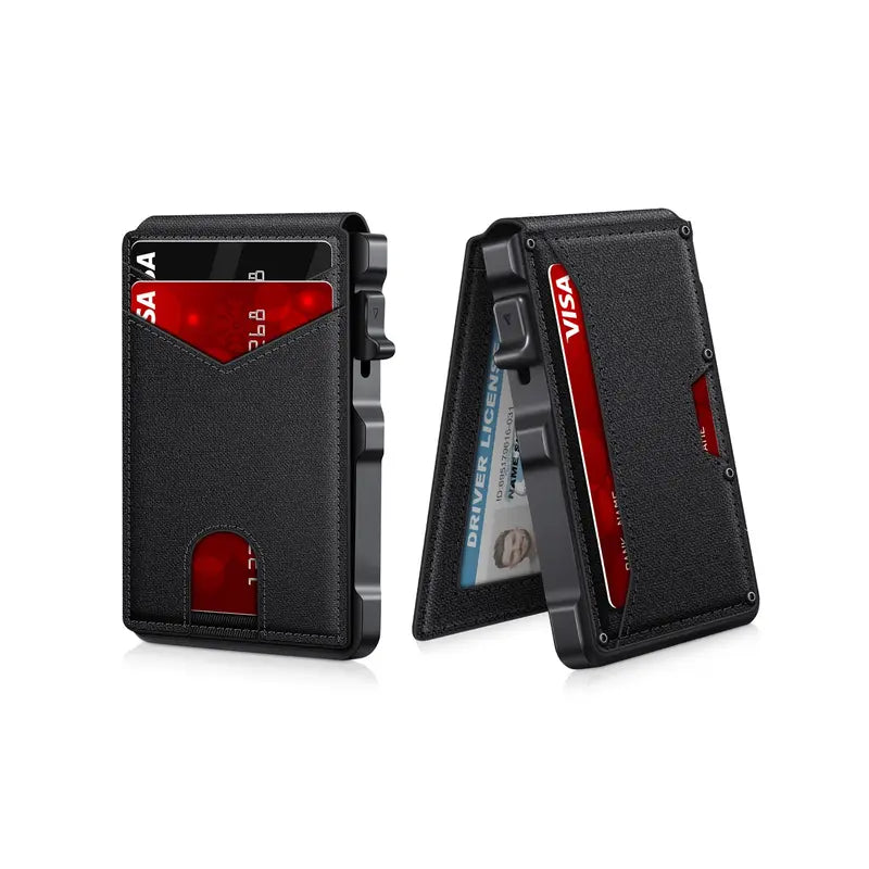 Slim Bifold Pop-Up Wallet with Automatic Card Ejector and RFID Theft Protection