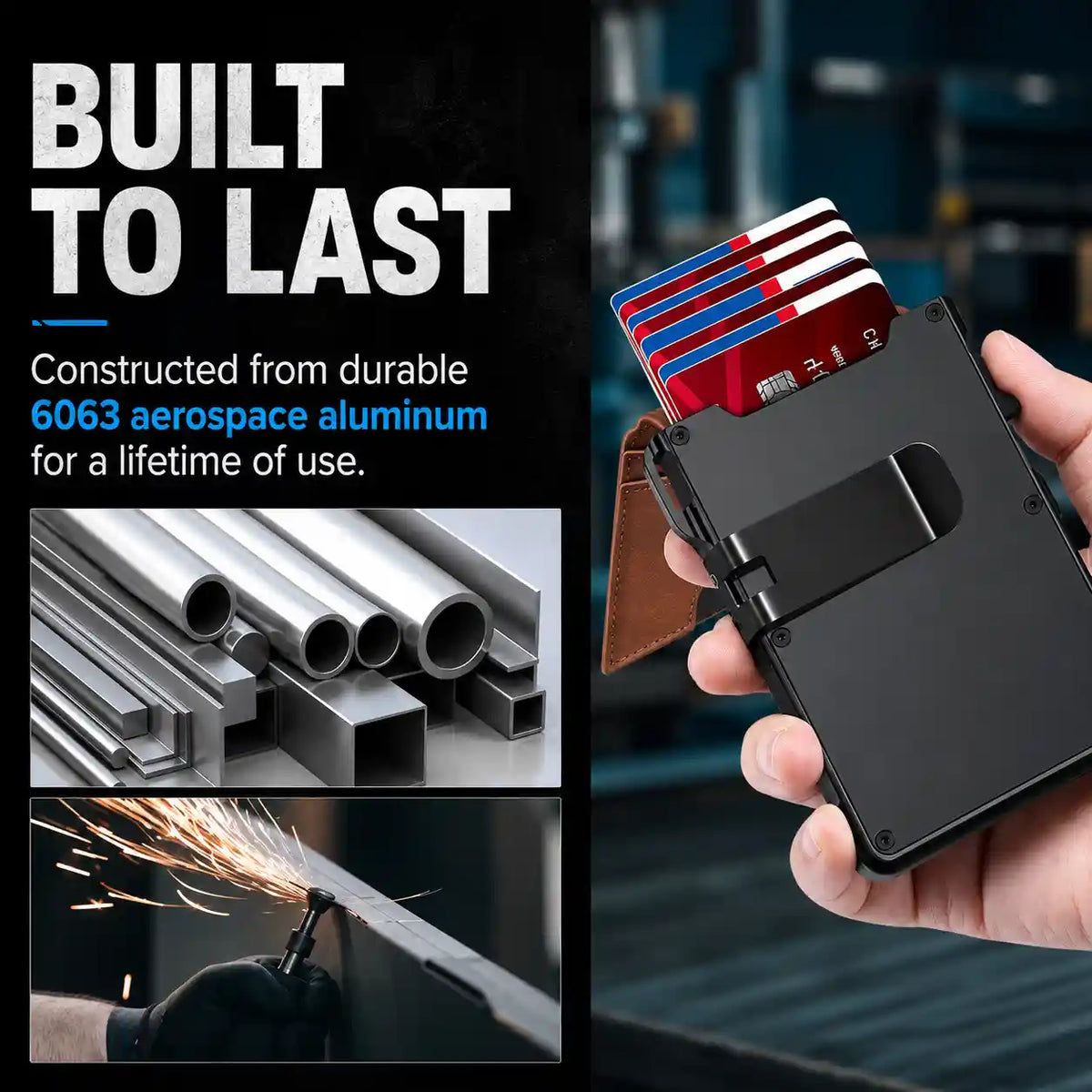 Slim Bifold Pop-Up Wallet with Automatic Card Ejector and RFID Theft Protection