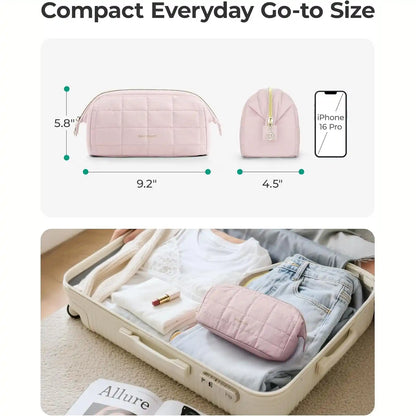 Puffy Cosmetic Bag – Wide-Open Wire Frame For Effortless Beauty Access