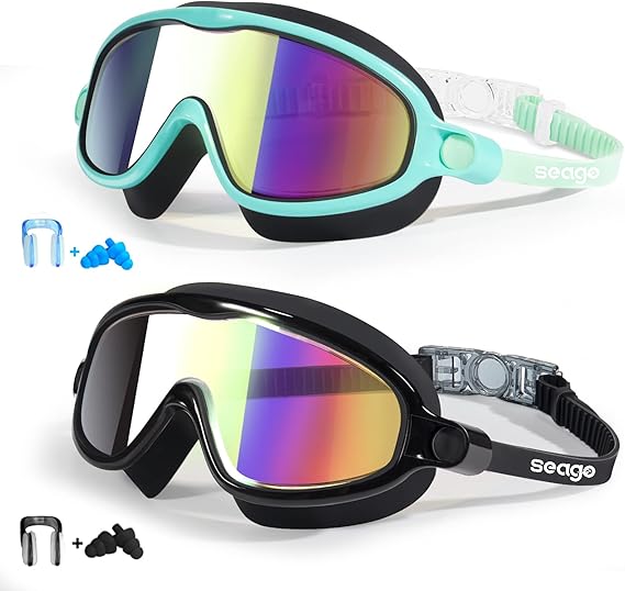 Kids Wide-View Swim Goggles – Leak-Free Large Cushion Design For Maximum Comfort Without Raccoon Eyes
