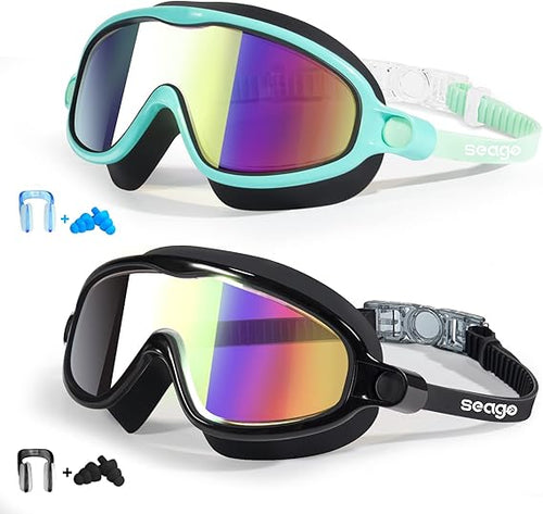 Kids Wide-View Swim Goggles – Leak-Free Large Cushion Design For Maximum Comfort Without Raccoon Eyes