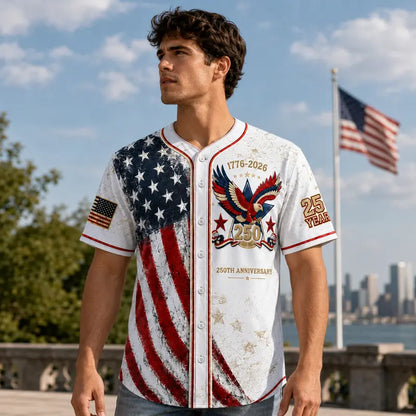 Patriotic Baseball Jersey – Vintage 1776-2026 Eagle Graphic For Celebrating America's 250th Anniversary In Style