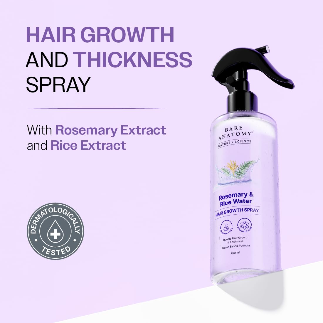 Hair Growth Spray – Natural Rosemary & Rice Water For Thicker, Fuller Hair