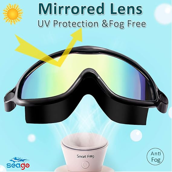Kids Wide-View Swim Goggles – Leak-Free Large Cushion Design For Maximum Comfort Without Raccoon Eyes
