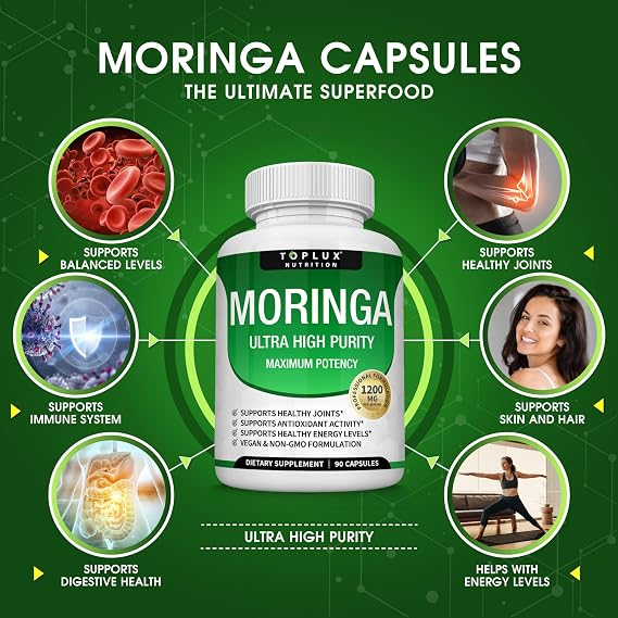 Moringa Oleifera Capsules – 1200mg Ultra Purity Extract For Natural Energy & Immune Vitality