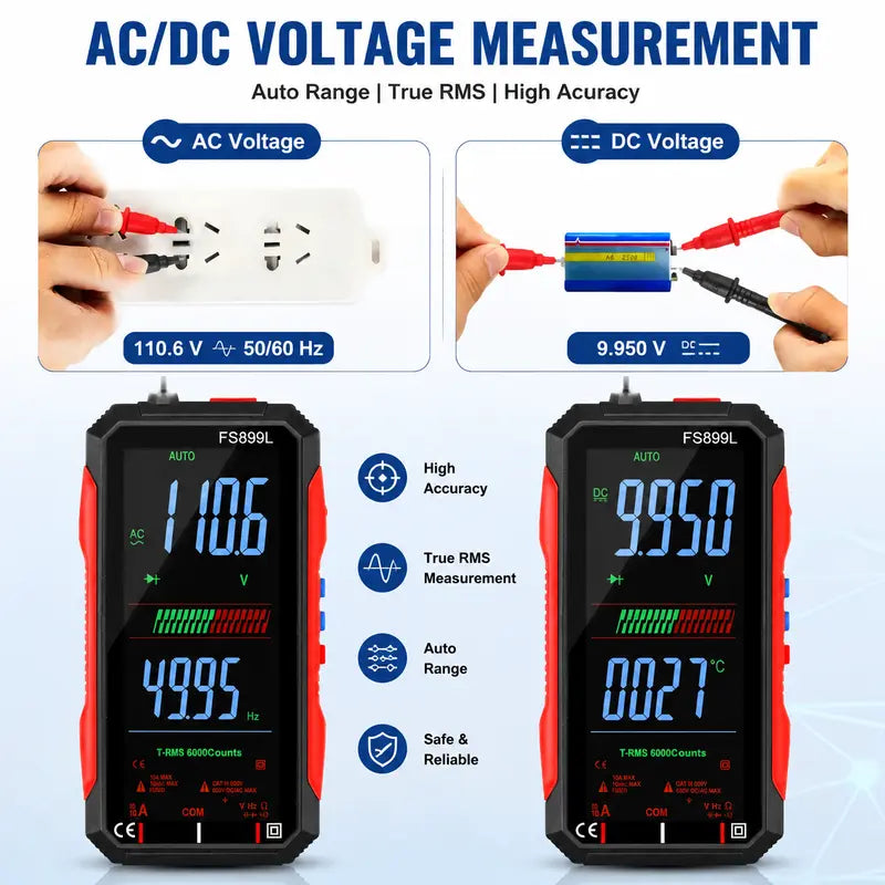 Smart True RMS Digital Multimeter – Auto-Ranging Voltmeter with NCV Test