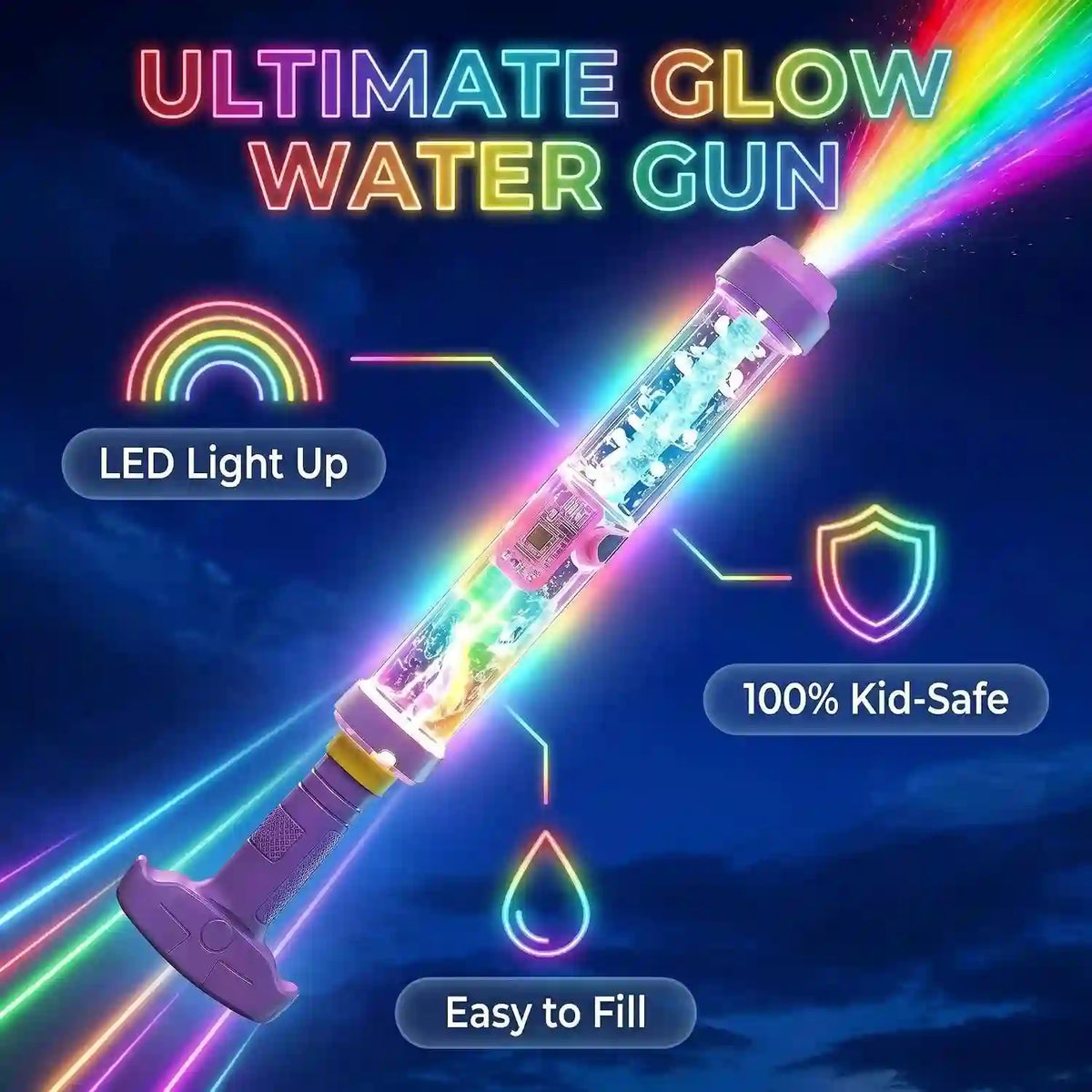 Glowing Rainbow LED Water Blaster – Glowing Rainbow Fireworks For Endless Creative Fun