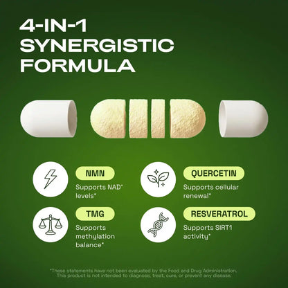 NMN Supplement – 1000mg 4-In-1 Synergistic Complex For Cellular Energy & Healthy Aging