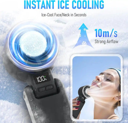 Portable Ice Cooling Fan – 5-Level Hyper Wind Engine For Instant 3-Second Body Freeze