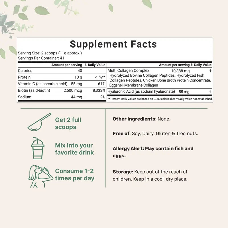 Multi Collagen Peptides Powder for Skin, Hair, Nails & Joints