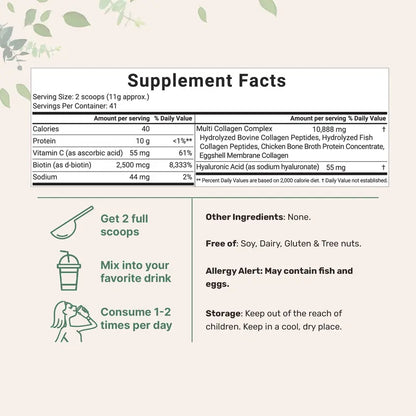Multi Collagen Peptides Powder for Skin, Hair, Nails & Joints