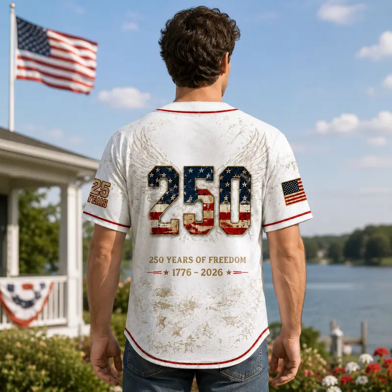 Patriotic Baseball Jersey – Vintage 1776-2026 Eagle Graphic For Celebrating America's 250th Anniversary In Style