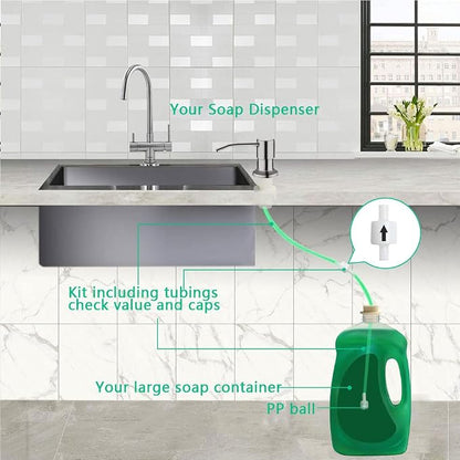 Kitchen Sink Soap Dispenser Kit – 47" Extension Tube Mechanism For Never Refilling Soap