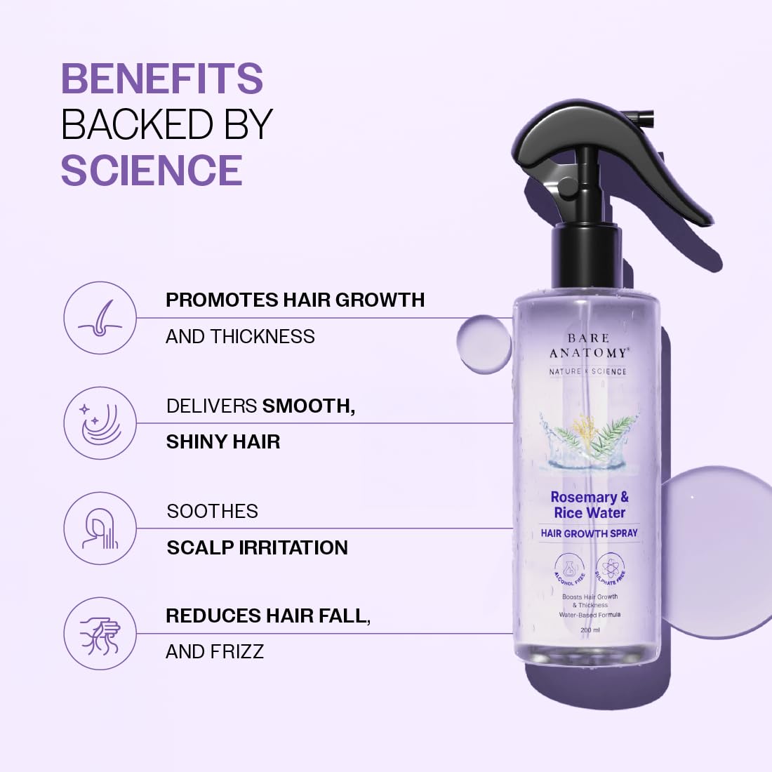 Hair Growth Spray – Natural Rosemary & Rice Water For Thicker, Fuller Hair