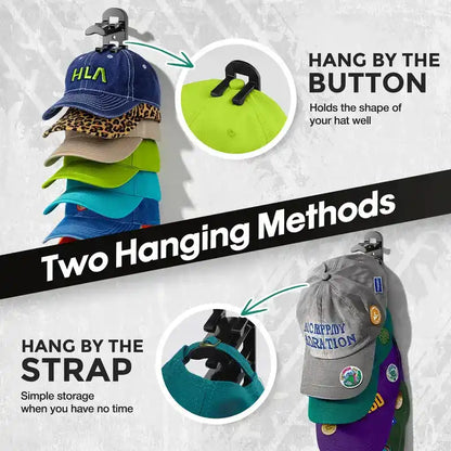 Hat Hook for Wall – Vertical Wall Organizer For Holding 16 Hats Clutter-Free