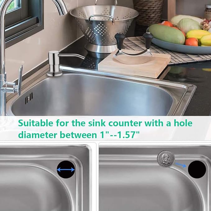 Kitchen Sink Soap Dispenser Kit – 47" Extension Tube Mechanism For Never Refilling Soap