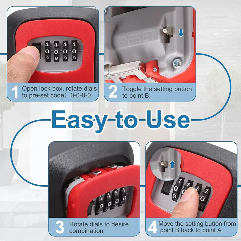Heavy-Duty Wall Mount Key Lock Box – 4-Digit Weatherproof Anti-Theft Security Safe | Buy 1 Get 1 Free