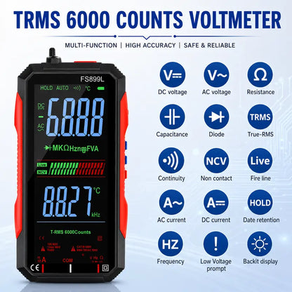 Smart True RMS Digital Multimeter – Auto-Ranging Voltmeter with NCV Test