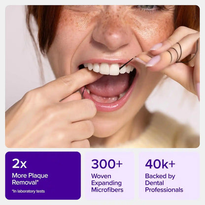 Expanding Dental Floss – Woven Black Microfibers For 2X Greater Plaque Removal