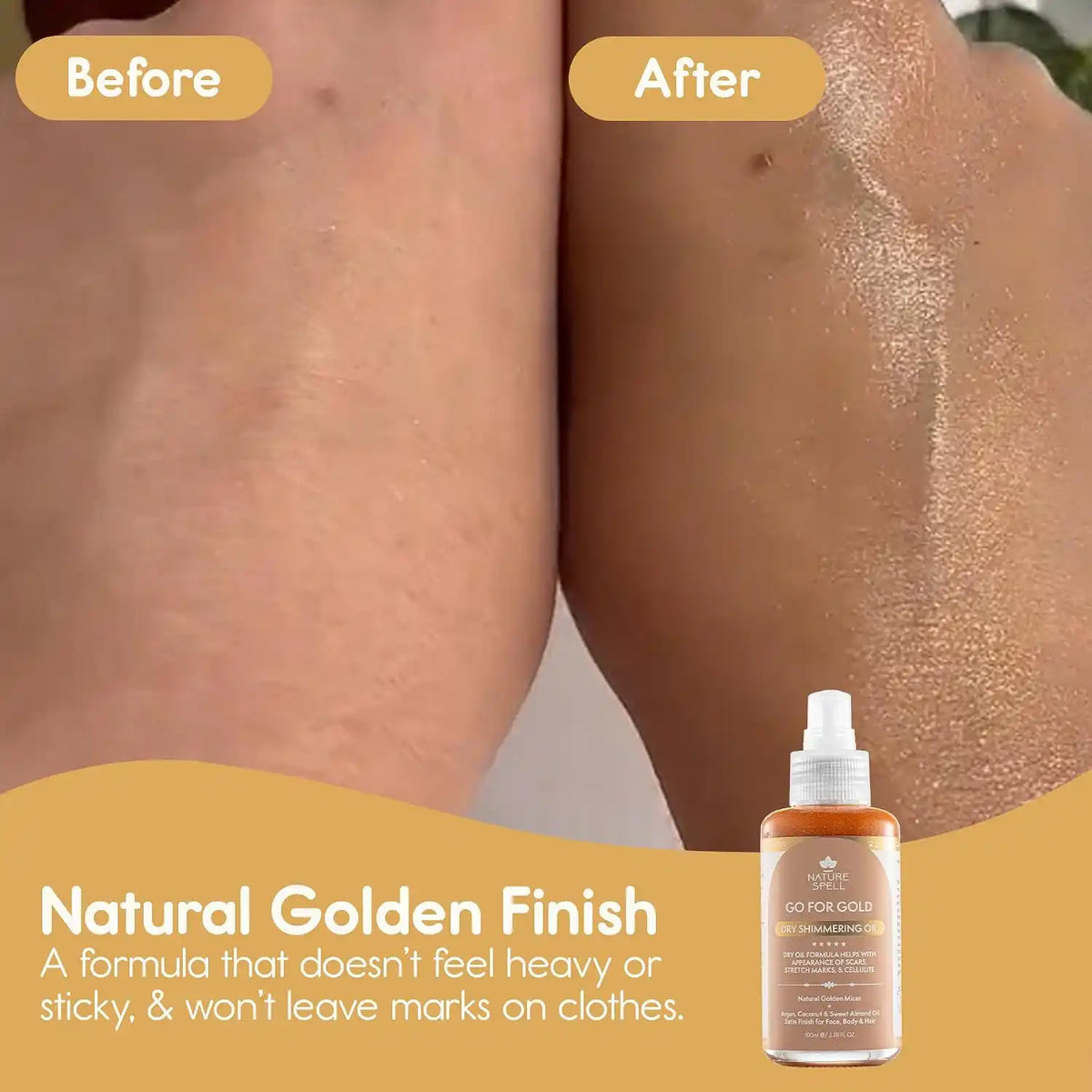 Dry Shimmering Oil – Natural Golden Micas & Triple Nutritive Oils For An Instant Sun-Kissed Radiant Glow