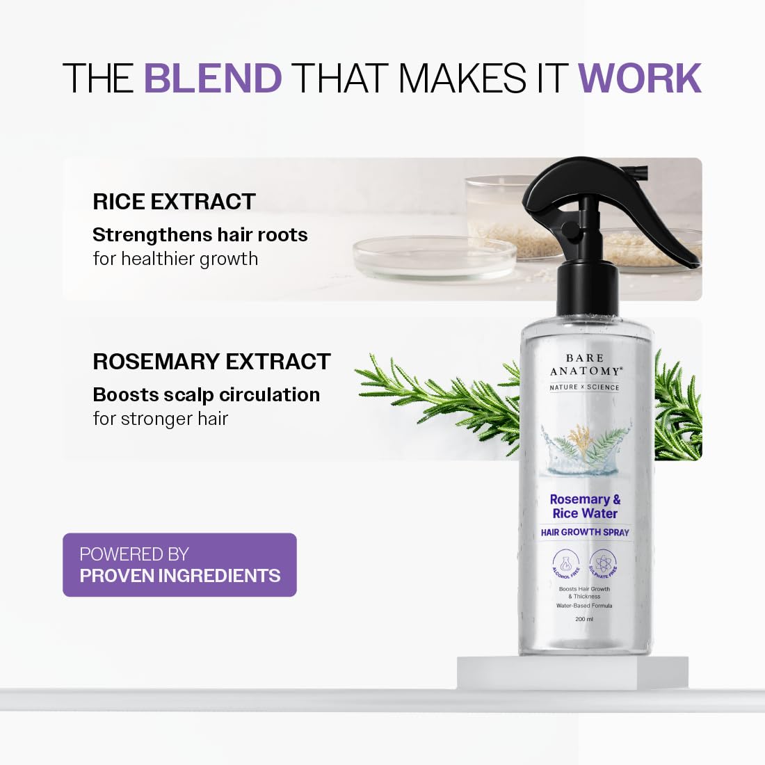 Hair Growth Spray – Natural Rosemary & Rice Water For Thicker, Fuller Hair