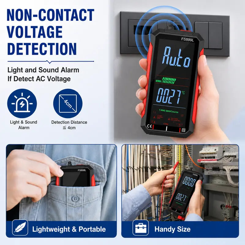 Smart True RMS Digital Multimeter – Auto-Ranging Voltmeter with NCV Test