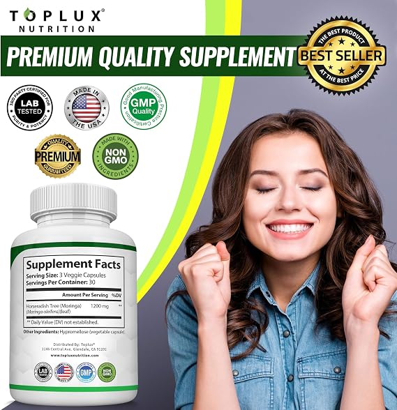 Moringa Oleifera Capsules – 1200mg Ultra Purity Extract For Natural Energy & Immune Vitality