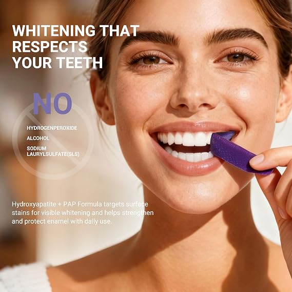 Purple Teeth Whitening Strips – PAP+ & nHAP Dual-Action Tech For Zero-Sensitivity Brighter Smiles