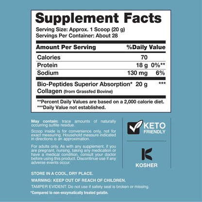 Collagen Bio-Peptides Powder – Advanced Hydrolyzed Grassfed Formula For Radiant Skin, Strong Nails & Joint Vitality