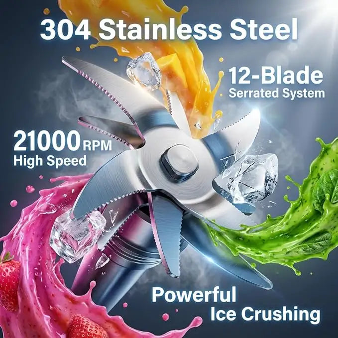 Portable Blender – 12-Blade Ice Crushing System For Smoothies On-The-Go