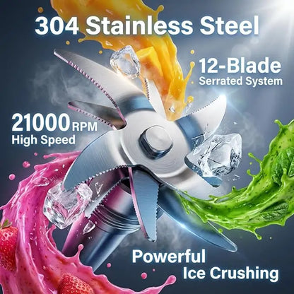 Portable Blender – 12-Blade Ice Crushing System For Smoothies On-The-Go