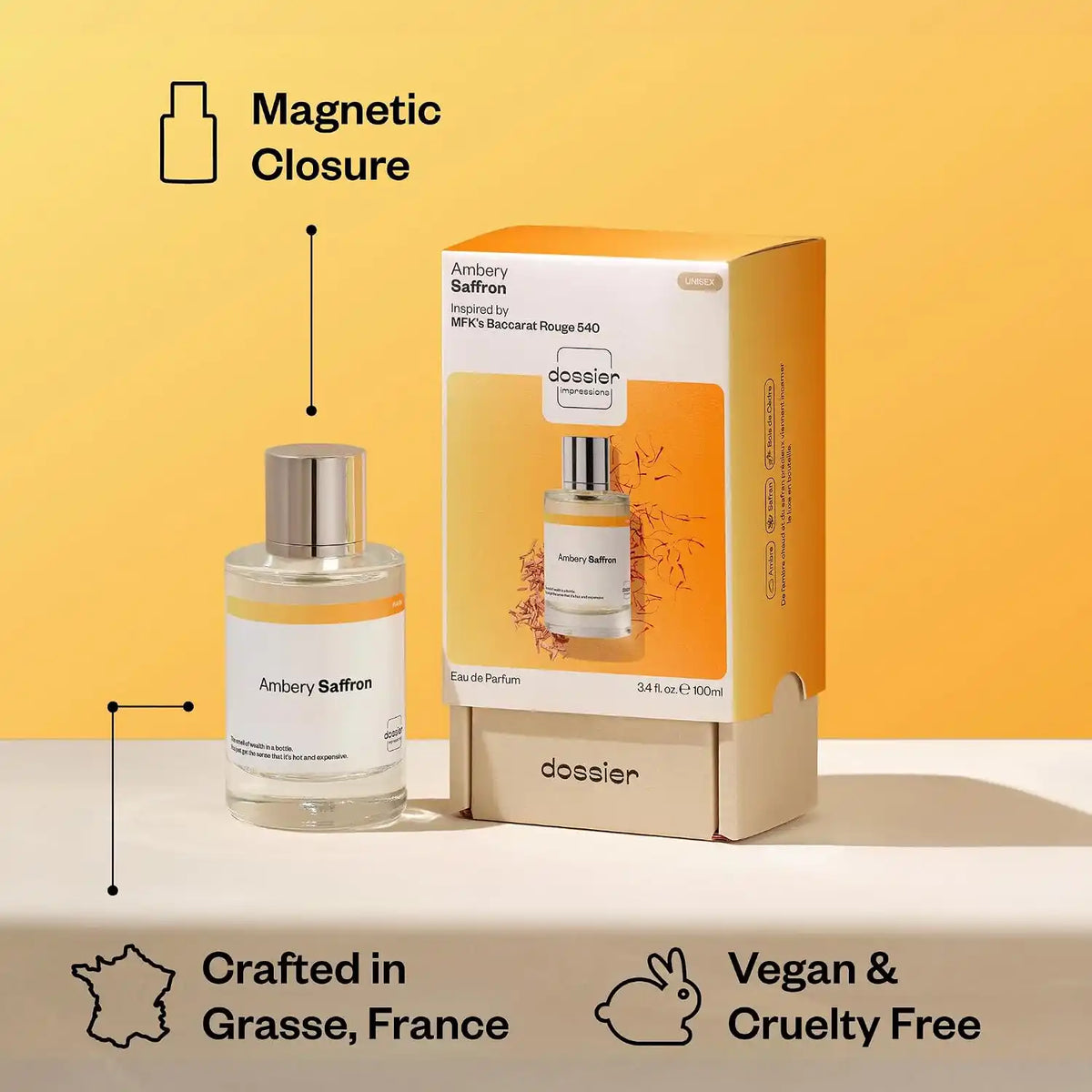 Ambery Saffron Eau De Parfum – French Saffron, Warm Amber & Luxury Scent