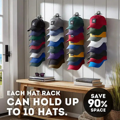 Hat Hook for Wall – Vertical Wall Organizer For Holding 16 Hats Clutter-Free