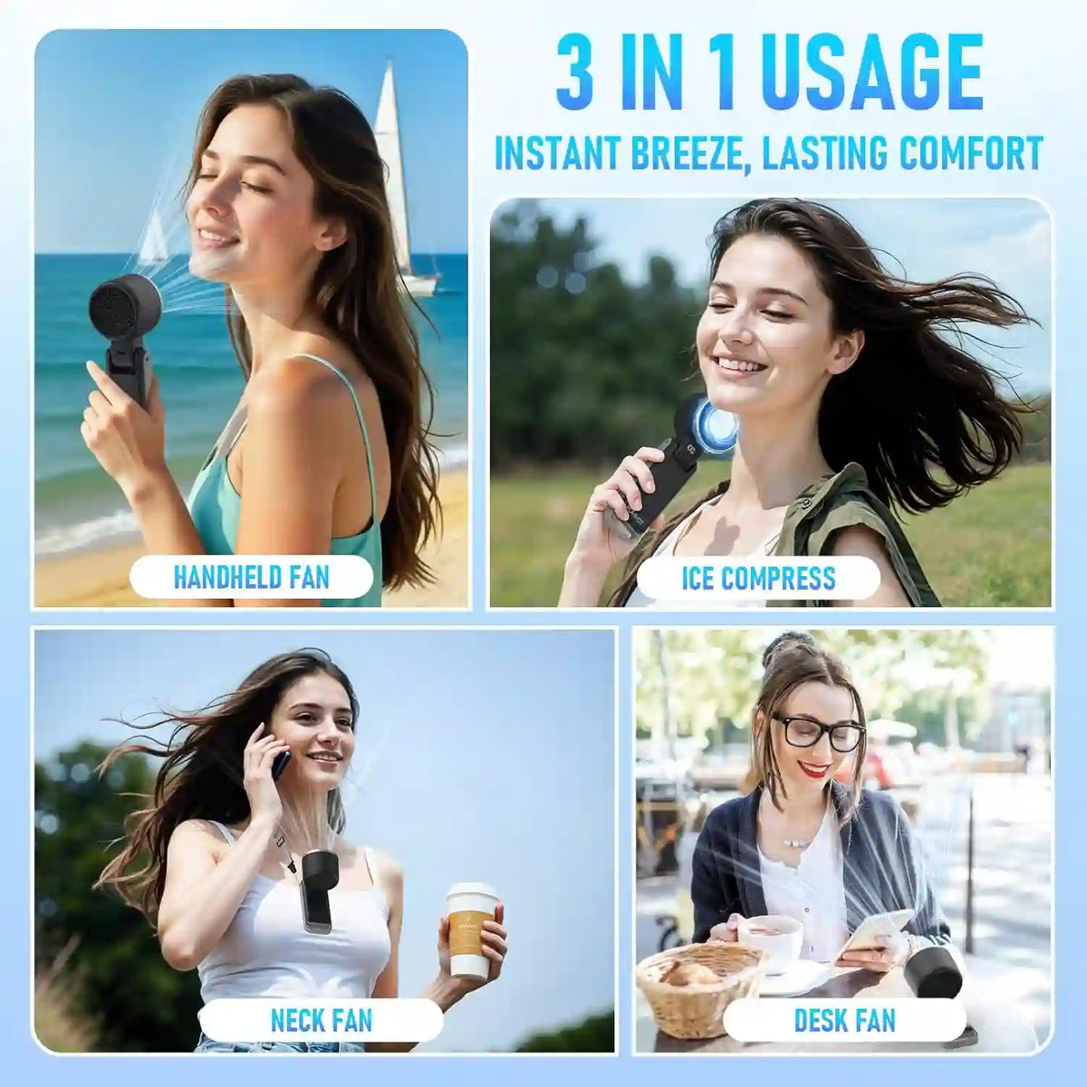 Portable Ice Cooling Fan – 5-Level Hyper Wind Engine For Instant 3-Second Body Freeze