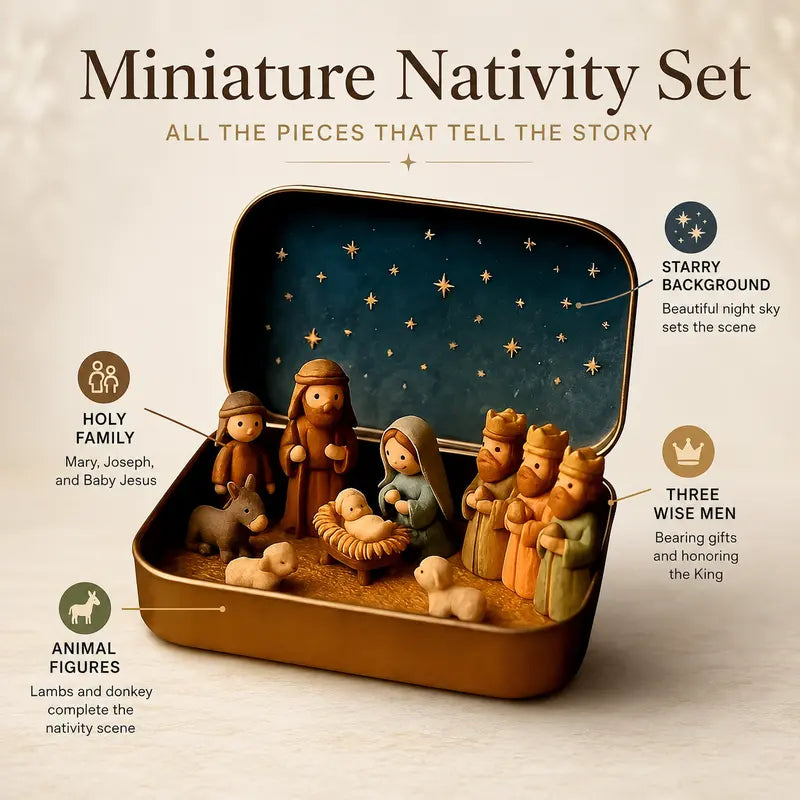 Pocket Size Mini Nativity Scene Set
