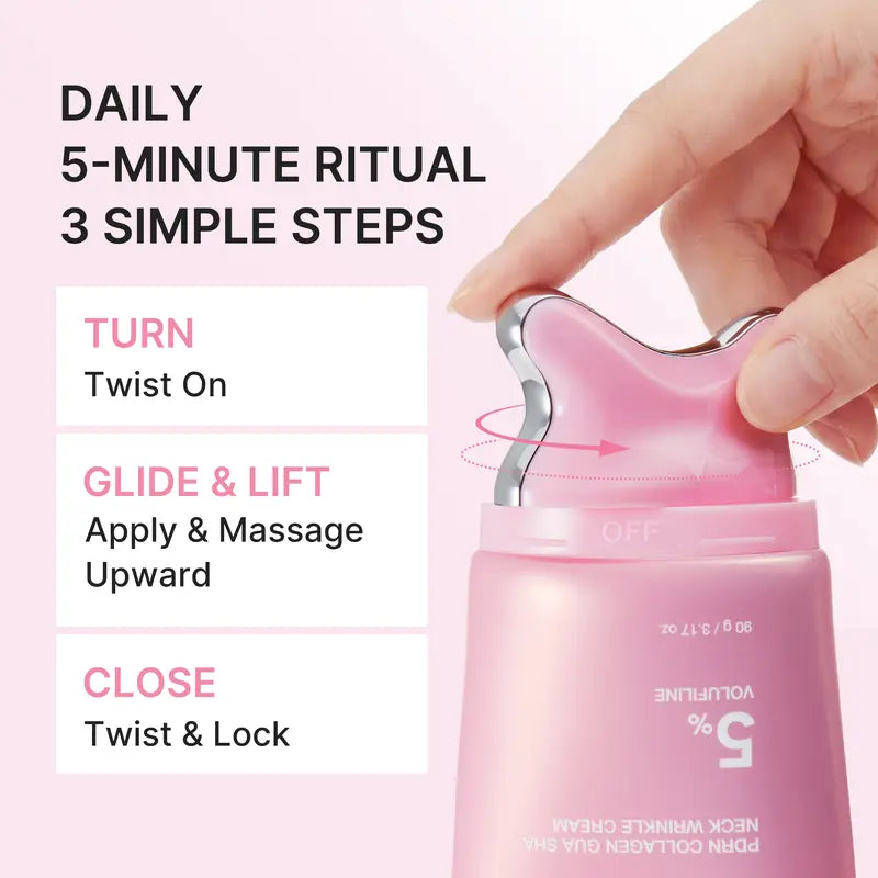 Neck & Jawline Massage Cream – Built-In Glide Applicator For Daily Hydration Care