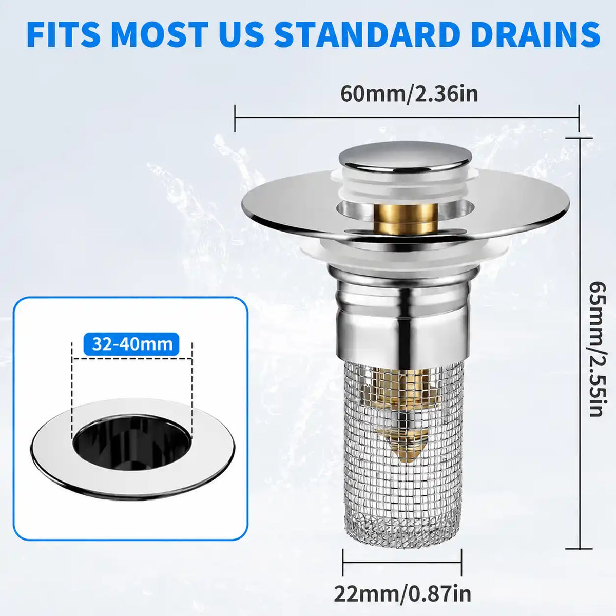 Universal Pop-Up Sink Stopper & Anti-Clogging Hair Catcher