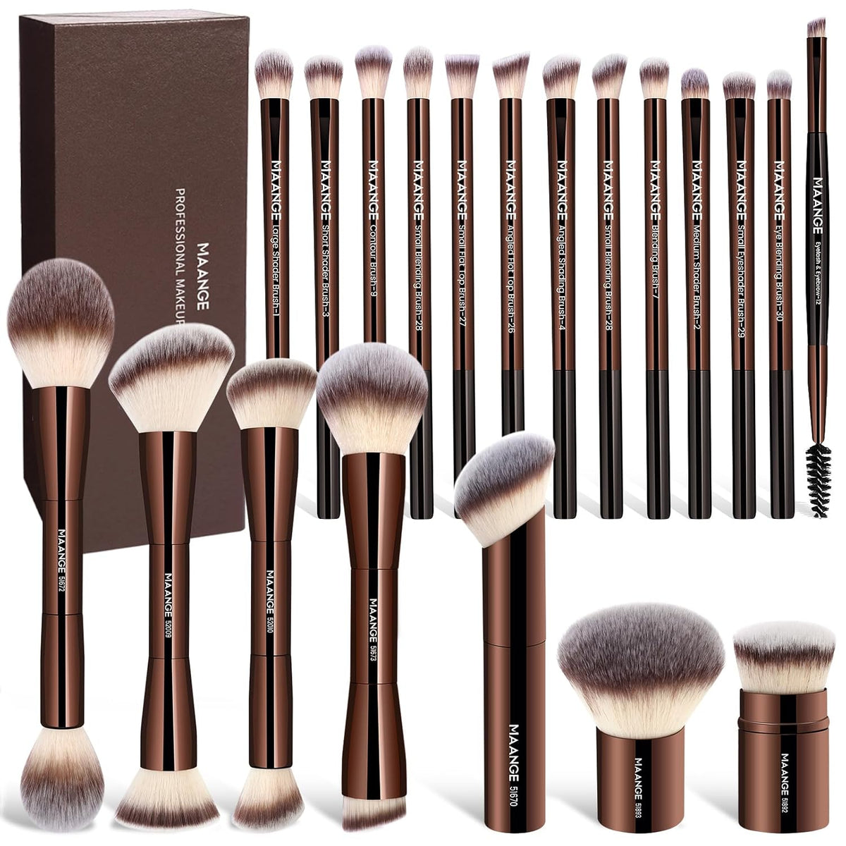 20-Piece Double-End Makeup Brush Set For A Smooth Full-Face Finish